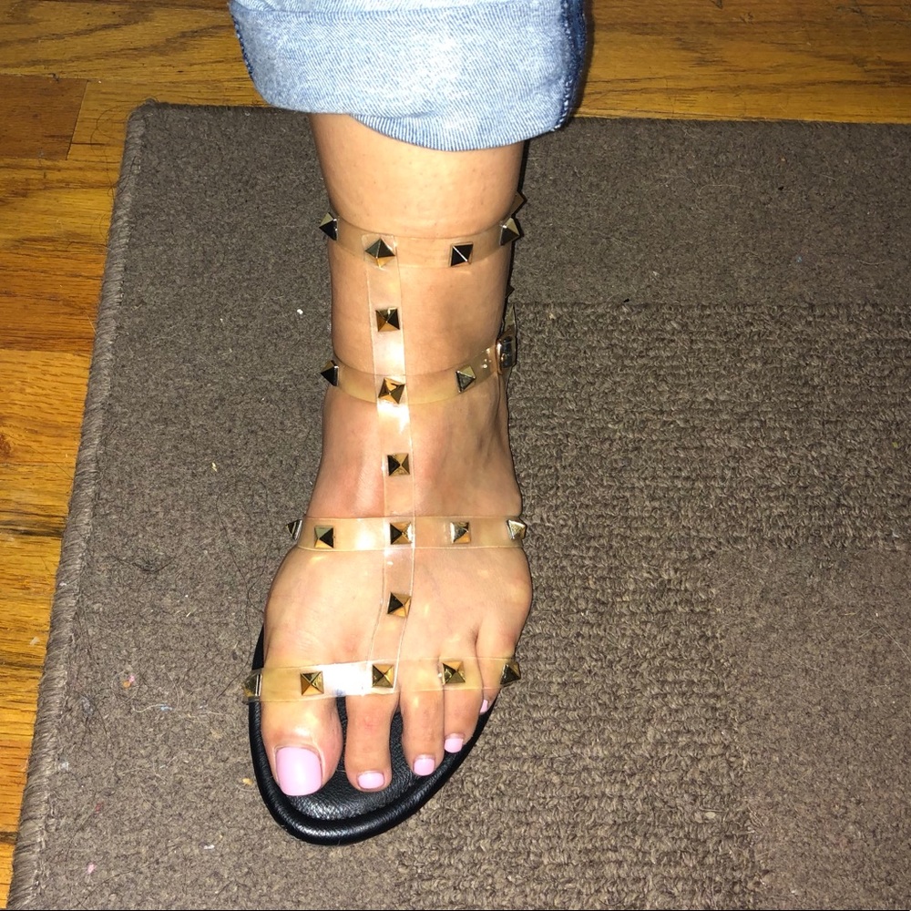 Clear gold studded Sandals